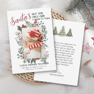 Elegant Photo jul Baby Birth Notice Tack Kort