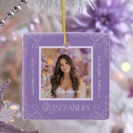 Elegant Photo Keepsak Quinceanera Julgransprydnad Keramik