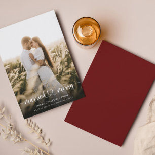 Elegant Photo Married & God jul Card Tack Kort