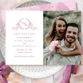 Elegant Photo Mauve Rosa Monogram Bröllop Spara Datumet