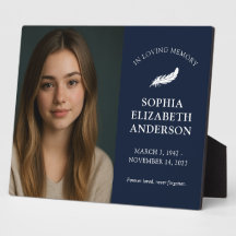 Elegant Photo Memorial Memory Navy Blue