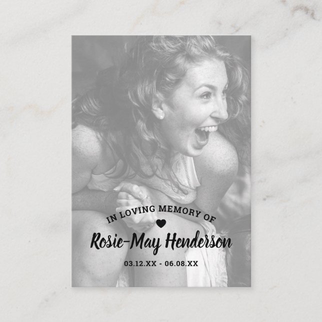 Elegant Photo Memorial Prayer Visitkort (Framsida)