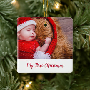 Elegant Photo Min första julmoderna Baby Julgransprydnad Keramik