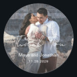 Elegant Photo Modern Wedding Runt Klistermärke<br><div class="desc">Modern wedding thank you stickers featuring a clean and simple design.</div>