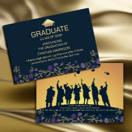 Elegant Photo Navy Blue och Guld Inbjudningar
