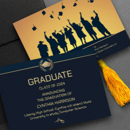 Elegant Photo Navy Blue och Guld Inbjudningar