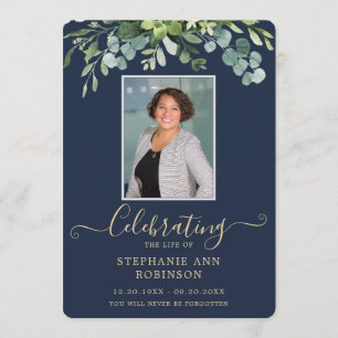 Elegant Photo Order of Service Guld Blue Program