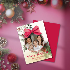 Elegant Photo Ornament Family Namn jul Julkort