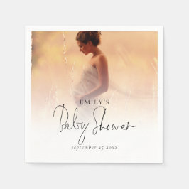 Elegant Photo Overlay Gender Neutral Baby Shower Pappersservett