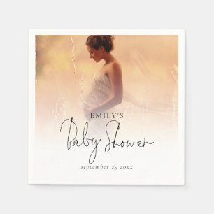 Elegant Photo Overlay Gender Neutral Baby Shower Pappersservett