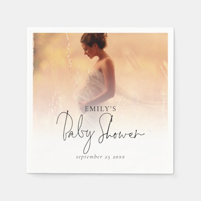 Elegant Photo Overlay Gender Neutral Baby Shower Pappersservett (Framsidan)