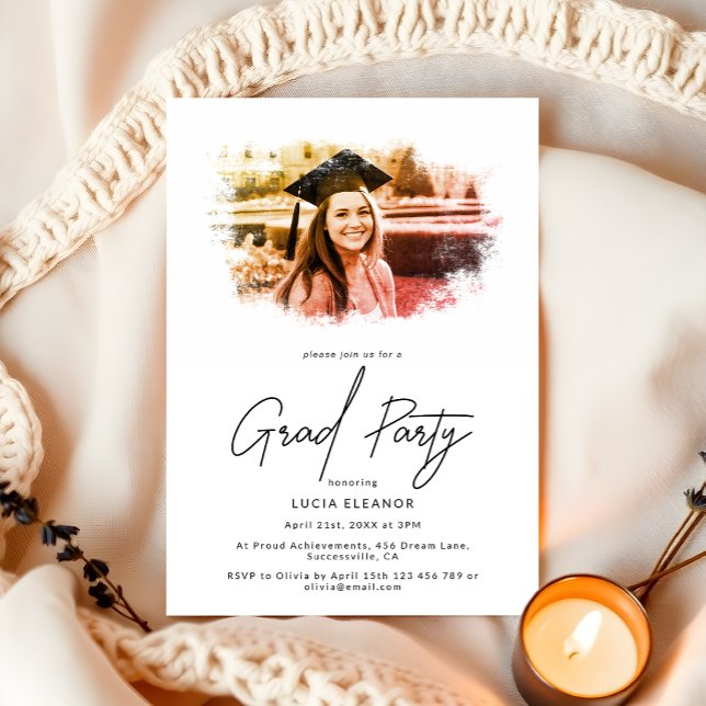 Elegant Photo Overlay Script Grad Party Inbjudningar (Skapare uppladdad)