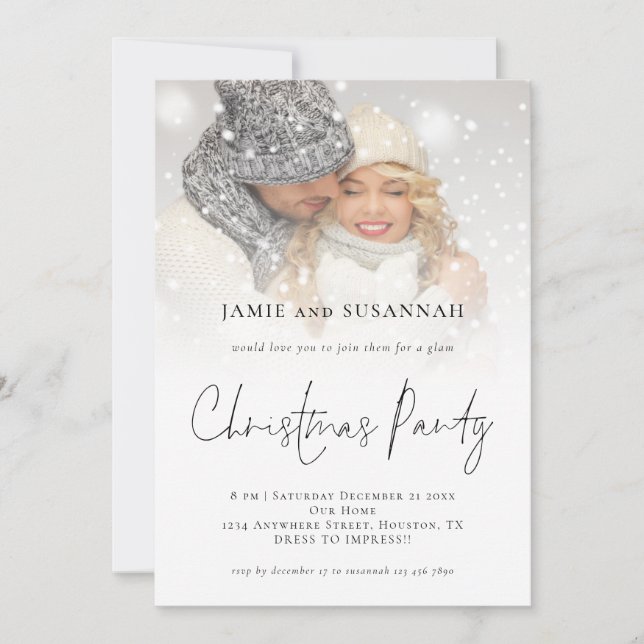 Elegant Photo Overlay Script jul Party Inbjudningar (Framsida)