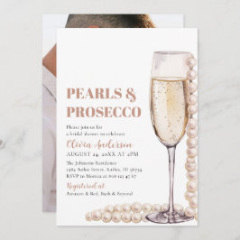 Elegant Photo Pearls and Prosecco Möhippa Inbjudningar