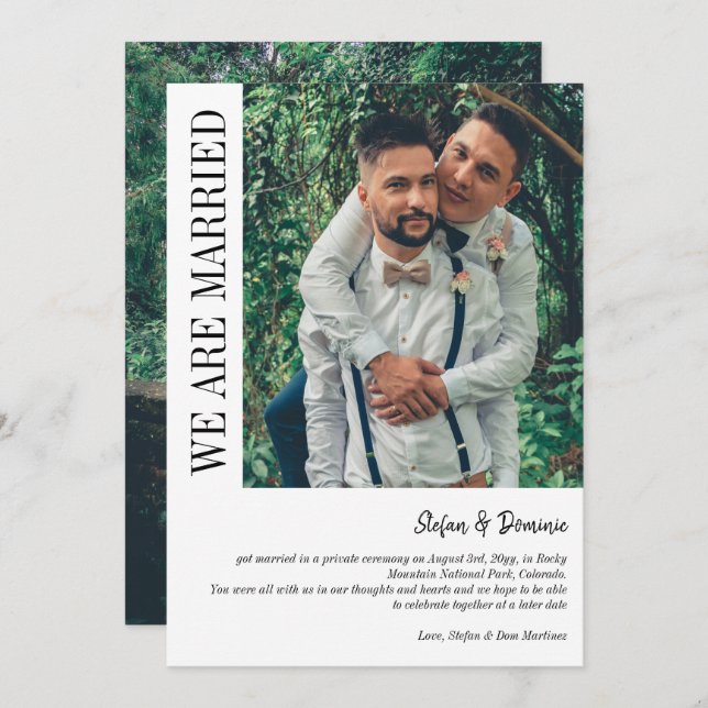 Elegant Photo Private Ceremony Bröllop Meddelande (Fram/baksida)