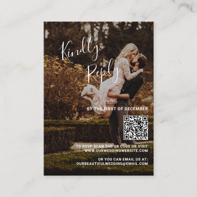 Elegant Photo QR-kod Bröllop Mini OSA kort (Framsida)