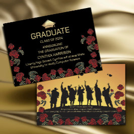 Elegant Photo Red Black och Guld Inbjudningar