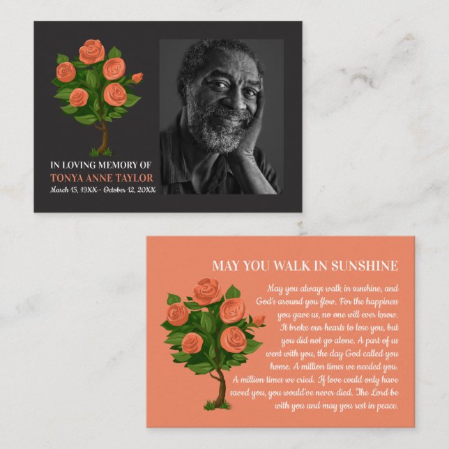 Elegant Photo, Ro Bush, Prayer Card Visitkort (Fram/baksida)