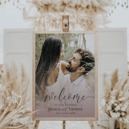 Elegant Photo Rosa & Black Välkommen till Bröllop Poster