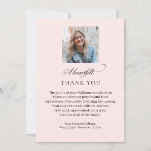Elegant Photo Rosa Funeral Tack Kort