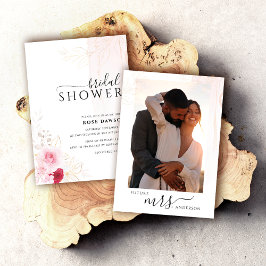 Elegant Photo Rosa Red & Guld Blommigt Möhippa Inbjudningar