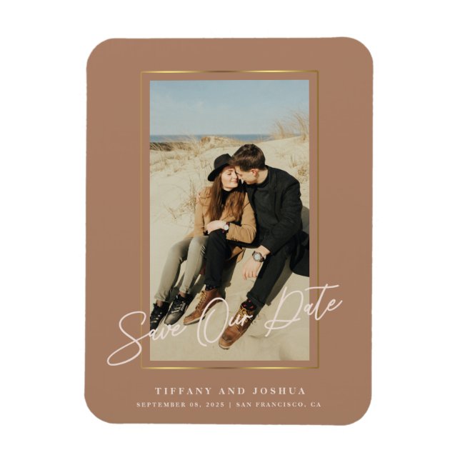 Elegant Photo Save Date Flexible Photo Magnet (Vertikal)
