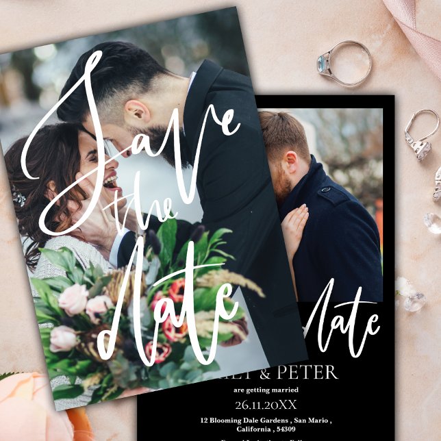 Elegant Photo Script Bröllop spara datum Inbjudan (Elegant Photo Script Wedding Save the Date Invitation)