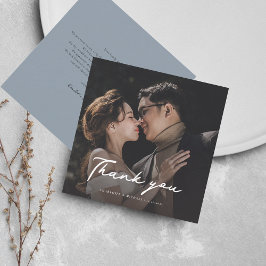 Elegant Photo Script Bröllop Tack Anteckningskort