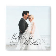 Elegant Photo Script Date Names Wedding Favor