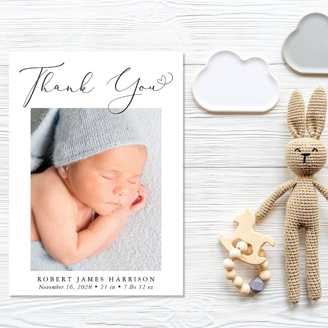 Elegant Photo Tack Birth Meddelande (A beautiful and unique way to thank family and friends and introduce them to your precious  baby)