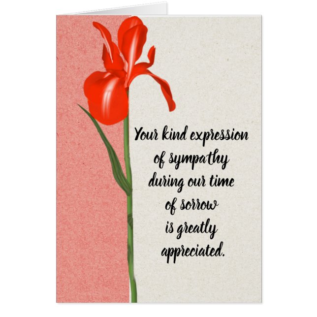 Elegant Photo Tack för din sympati Hälsningskort (Framsidan)