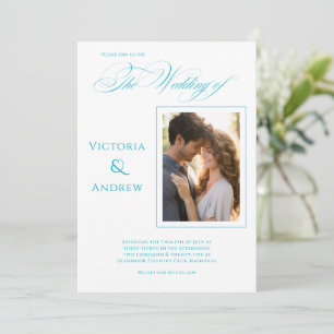 Elegant Photo Teal Modern bröllopsinbjudan Inbjudningar