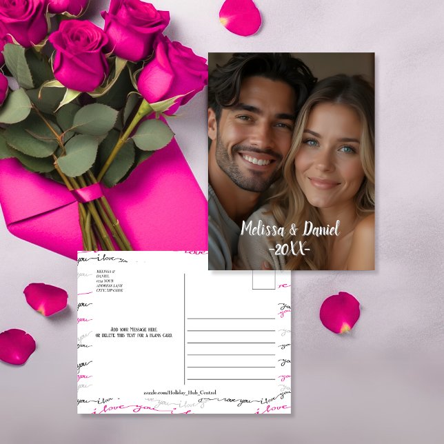 Elegant Photo Valentines hälsning Helg Vykort (Elegant Photo Valentine's greetings Holiday Postcard)