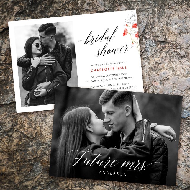 Elegant Photo Watercolor Flowers Möhippa Inbjudningar (Skapare uppladdad)