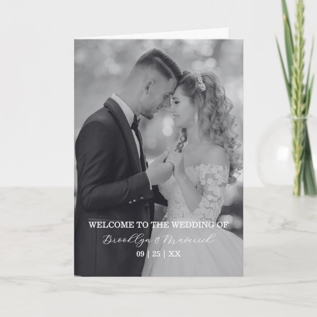 Elegant Photo Wedding Ceremony Timeline Program (Framsida)