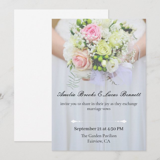 Elegant Photo Wedding Invitation Card Inbjudningar (Fram/baksida)