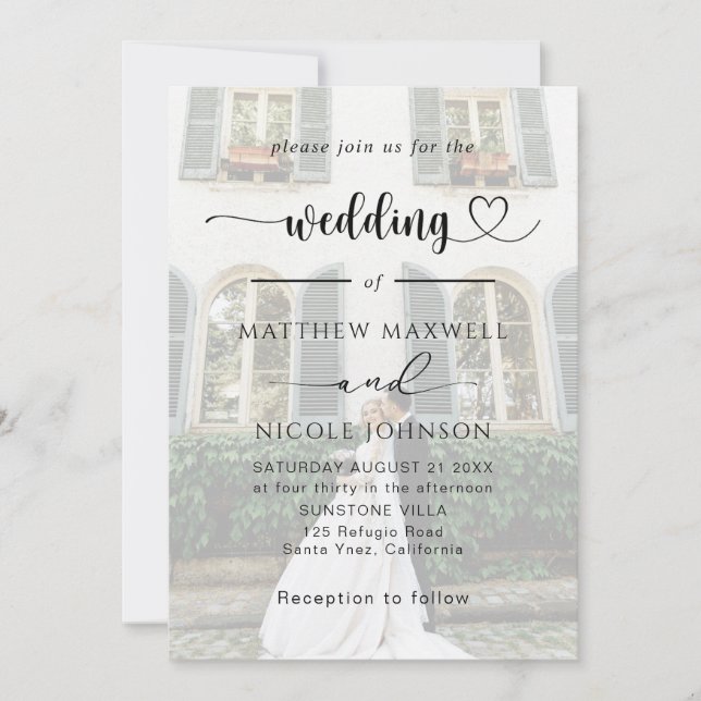 Elegant Photo Wedding Invitation Customizable Inbjudningar (Framsida)