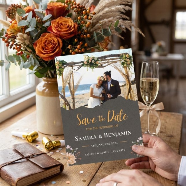 Elegant Photo Wedding – Modern Formal Fall Country Spara Datumet (Elegant Photo Wedding – Modern Formal Fall Country Save The Date)