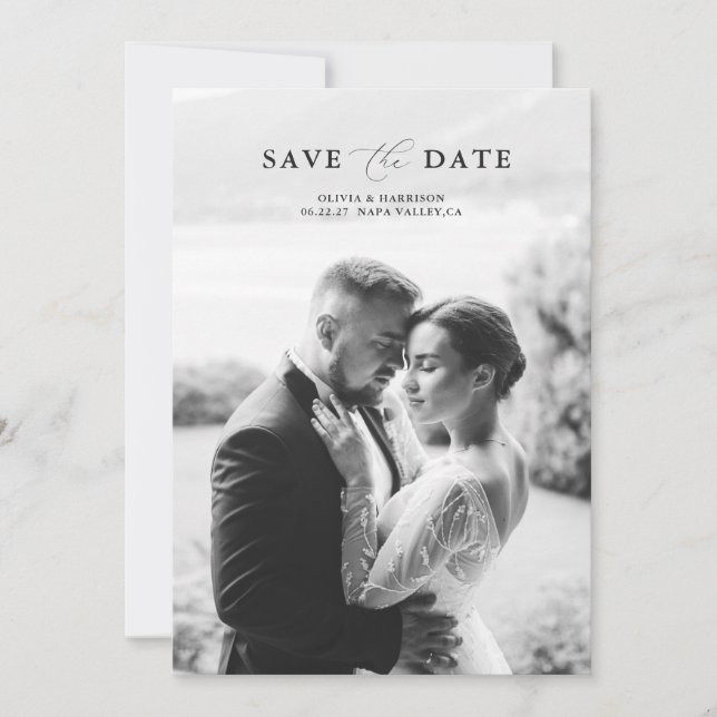 Elegant Photo Wedding Save the Date Inbjudningar (Framsida)