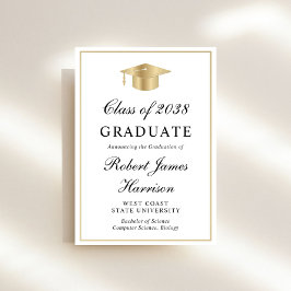 Elegant Photo White Guld Studentfest Inbjudningar