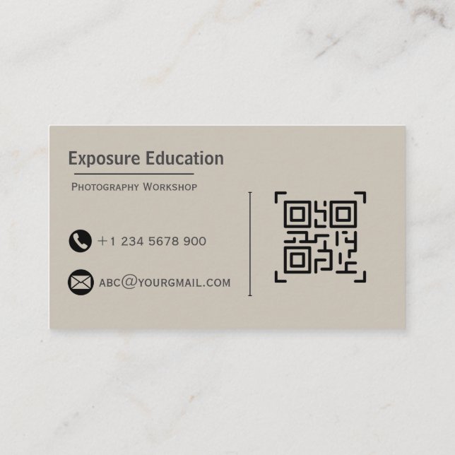 Elegant Photography Workshop Brown Business Card Visitkort (Baksida)