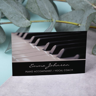 Elegant Pianist Music Teacher Piano Nycklar Visitkort