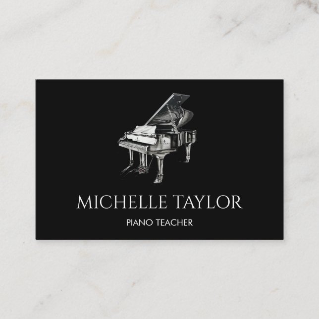 Elegant Piano Instruktor Music Lärare Pianist Visitkort (Framsida)