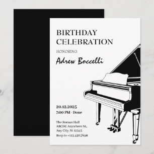 Elegant Piano klassisk födelsedag Inbjudningar