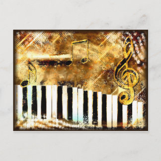 Elegant Piano Music & Notes Vykort