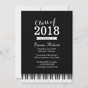 Elegant Piano Nycklar Music School Studentfest Inbjudningar