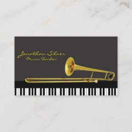 Elegant Piano Nycklar & Trombone Music Visitkort