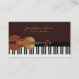 Elegant Piano Nycklar & Violin Music Visitkort