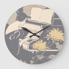 Elegant Piano Player Stor Klocka