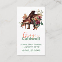 Elegant Piano Teacher Watercolor Art